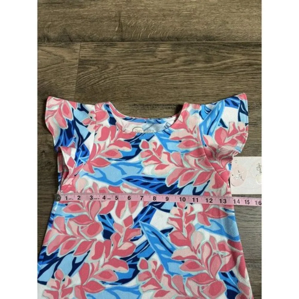 NWT Pappagallo Girls' Pink, Blue‎ &White Floral Flutter Sleeve Dress - S (6/6X)